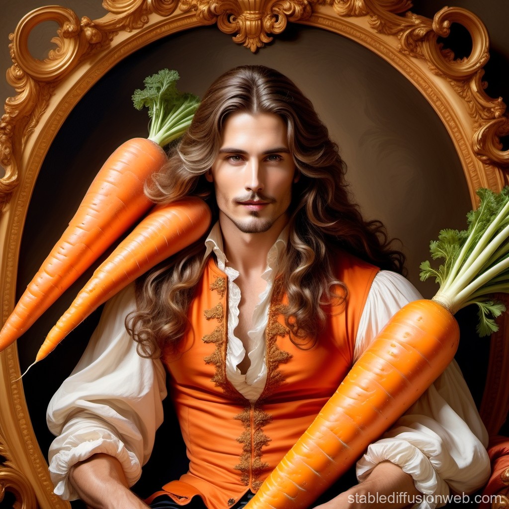 dude that holds a giant carrot.stabledeffusion generated in baroquestyle